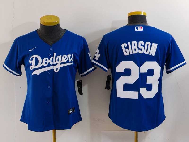 Womens Los Angeles Dodgers #23 Kirk Gibson Blue Cool Base Stitched Jersey